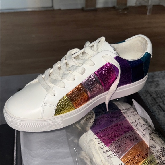 Kurt Geiger Multicolor Stripe White Sneakers - Picture 2 of 5